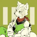 anthro black_nose clothed clothing fur green_eyes hair kemono male simple_background smile solo s_mino930 nintendo star_fox fox_mccloud canid canine fox mammal 1:1 2019 digital_media_(artwork)