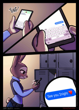 anthro blush clothing electronics female heart_symbol locker_room phone police police_uniform smile solo texting uniform twelvenine disney zootopia judy_hopps lagomorph leporid mammal rabbit 2026 absurd_res comic digital_drawing_(artwork) digital_media_(artwork) hi_res unavailable_at_source
