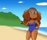 anthro beach clothing eyewear female glasses one-piece_swimsuit seaside simple_background slim solo swimwear marcodile anne_(emulsified_bungus) bird_dog canid canine canis cocker_spaniel domestic_dog hunting_dog mammal spaniel absurd_res hi_res