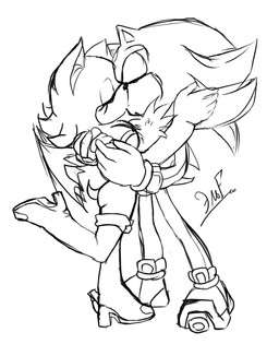 anthro clothed clothing duo eyes_closed female kissing male male/female krazyelf sega sonic_the_hedgehog_(series) rouge_the_bat shadow_the_hedgehog bat eulipotyphlan hedgehog mammal 2013 black_and_white line_art monochrome sketch