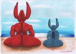 anthro anthrofied back_markings beach big_butt biped blue_body butt day duo ear_markings facial_markings head_markings larger_anthro larger_male male markings muscular muscular_anthro muscular_male notched_ear nude occipital_markings outside rear_view red_body seaside sitting size_difference small_tail smaller_anthro smaller_male tail lovemet123_(lovemet_room) disney lilo_and_stitch experiment_627 stitch_(lilo_and_stitch) alien experiment_(lilo_and_stitch) 2022 traditional_media_(artwork)