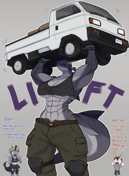 abs anthro chibi female group male muscular simple_background size_difference text truck vehicle litehase mythology ashley_(litehase) celica_(litehase) aquatic dragon fish hybrid lagomorph leporid mammal mythological_creature mythological_scalie rabbit scalie shark english_text hi_res sketch