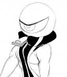 1_eye angry black_clothing clothed clothing half-closed_eyes male narrowed_eyes not_furry pecs simple_background solo white_background zipper sssonic2 cy_(sssonic2) alien cyclops eye_creature humanoid 2017 black_and_white digital_media_(artwork) hi_res monochrome