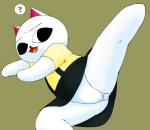 anthro biped clothing female looking_at_viewer lying on_side open_mouth panties raised_leg solo spread_legs spreading underwear uhe cat_soup nekojiru nyako_(nekojiru) domestic_cat felid feline felis mammal hi_res