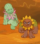 ambiguous_gender bald blue_eyes brown_body cactus detailed_background duo flower green_body not_furry plant sitting smile standing sunflower lilaccbush big_blue_bubble dawn_of_fire my_singing_monsters barrb_(my_singing_monsters) cactus_creature cactus_humanoid elemental_creature elemental_humanoid flora_fauna flowah_(my_singing_monsters) flower_creature flower_humanoid humanoid plant_humanoid absurd_res hi_res