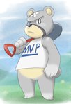 anthro belly clothing humanoid_hands male shirt slightly_chubby solo tank_top text text_on_clothing text_on_shirt text_on_tank_top text_on_topwear topwear tekimi animal_crossing nintendo curt_(animal_crossing) bear mammal 2011