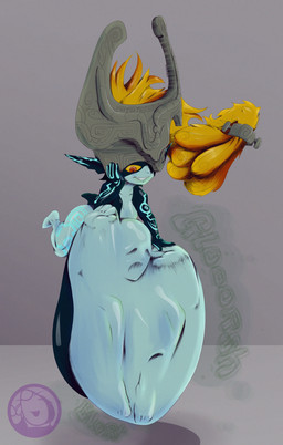 abdominal_bulge ambiguous_gender ambiguous_prey armor belly big_belly black_body blue_body breasts clothing digestion digestion_noises face_imprint female female_humanoid floating fused_shadow glowing glowing_markings grey_background hair hand_imprint hand_on_belly hanging_belly headgear headwear helmet huge_belly humanoid_pointy_ears humanoid_pred hyper hyper_belly imprint long_hair markings multicolored_body navel not_furry onomatopoeia open_mouth open_smile orange_hair overweight overweight_female overweight_humanoid pointy_ears prey_outline red_eyes rumbling_stomach simple_background size_difference small_breasts smaller_pred smile smug_pred solo sound_effects struggling struggling_prey teeth text tied_hair two_tone_body vore white_body yellow_sclera hiddeninthehill nintendo the_legend_of_zelda twilight_princess midna humanoid imp twili 2025 digital_drawing_(artwork) digital_media_(artwork) full-length_portrait hi_res portrait