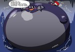 2024 air_inflation air_puff artist_name bat belly big_belly black_eyes black_text blush blush_lines cave cozzy_(artist) creaking dialogue dracky_(dragon_quest) dragon_quest ellipsis exclamation_point grey_body grey_wings hi_res huge_belly hyper hyper_belly hyper_inflation imminent_popping implied_popping inflation mammal motion_lines open_mouth purple_body purple_wings question_mark shadow speech_bubble spherical_inflation square_enix stalactite stalagmite text wings