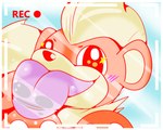 ambiguous_gender blush camera camera_view feral licking licking_screen recording solo star tongue ayylmao0129 nintendo pokemon canid canine canis domestic_dog generation_1_pokemon growlithe mammal pokemon_(species) absurd_res hi_res