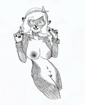 animal_genitalia anthro big_breasts blonde_hair breasts clothed clothing female fur genitals hair hooves leaf markings nipples pussy scut_tail short_tail solo spots spotted_body spotted_fur tail wavy_hair efradraws northwind_(efradraws) elafi_(efradraws) deer mammal absurd_res graphite_(artwork) hi_res model_sheet monochrome sketch traditional_media_(artwork)