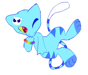 ambiguous_feral ambiguous_gender beaded_jewelry beads blue_body blue_stripes feet feral green_sclera hindpaw jewelry kandi_(jewelry) markings one_eye_closed paws red_eyes skull_accessory solo striped_markings striped_tail stripes tail tail_markings xxdarktypexx nintendo pokemon generation_1_pokemon legendary_pokemon mew_(pokemon) pokemon_(species) shiny_pokemon 2022 digital_drawing_(artwork) digital_media_(artwork) full-length_portrait hi_res portrait