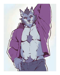 5_fingers abs anthro barazoku big_muscles biped blue_background blue_body blue_bottomwear blue_clothing blue_countershading blue_fur blue_hair blue_inner_ear_fluff body_hair border bottomwear chest_hair chest_tuft clothed clothed_anthro clothed_male clothing countershade_neck countershade_torso countershading eyebrows fingers front_view fully_clothed fully_clothed_anthro fully_clothed_male fur hair hand_behind_own_head happy_trail hoodie inner_ear_fluff looking_at_viewer male muscular muscular_anthro muscular_male navel open_clothing open_hoodie open_topwear pecs pose pubes purple_clothing purple_hoodie purple_topwear raised_arm red_eyes simple_background snout solo teeth thick_eyebrows topwear tuft tusks white_border white_sclera kingarthur_i canid canine canis mammal wolf 2024 aliasing binary_drawing digital_drawing_(artwork) digital_media_(artwork) hi_res portrait three-quarter_portrait