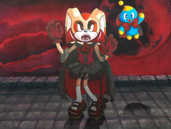 anthro bottomwear bow_accessory claws clothing corset duo fangs female footwear gloves handwear lace legwear lingerie male moon shoes skirt sky skyscape stockings teeth topwear vampire_costume autenticovadito sega sonic_the_hedgehog_(series) cheese_the_chao cream_the_rabbit chao_(sonic) humanoid lagomorph leporid mammal rabbit vampire colored_pencil_(artwork) hi_res marker_(artwork) painting_(artwork) traditional_media_(artwork) traditional_painting_(artwork) traditional_watercolor_(artwork) watercolor_(artwork)