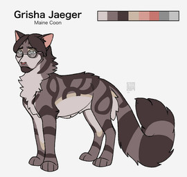 ambiguous_gender big_tail brown_body brown_fur brown_hair brown_markings dipstick_tail eyewear feral feral_with_hair feralized fluffy fluffy_tail fur glasses hair heart_nose heart_symbol long_legs long_tail markings pink_nose quadruped solo tail tail_markings tan_body tan_fur white_body white_fur silveyytm attack_on_titan grisha_jaeger domestic_cat felid feline felis maine_coon mammal 2019 male_(lore)