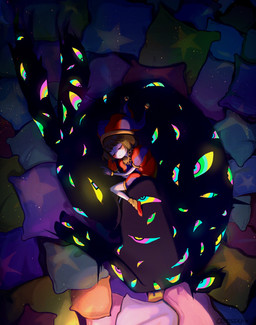 ambiguous_gender biped black_body clothing cuddling duo eyes_closed female female/ambiguous feral fool's_hat footwear hat headgear headwear inside jester jester_outfit larger_feral multi_eye pillow shoes size_difference sleeping smaller_humanoid ceresskp glitch_productions the_amazing_digital_circus jax_(tadc) pomni_(tadc) abstraction_(tadc) humanoid lagomorph leporid mammal rabbit 2026 digital_media_(artwork) hi_res