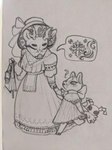 clothing dress historical_dress solo text animal_crossing nintendo bam_(animal_crossing) deer mammal safe_(disambiguation) low_res traditional_media_(artwork) trans_(lore) trans_man_(lore)