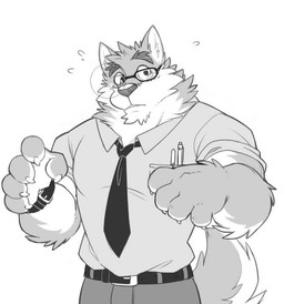 abs anthro biceps big_muscles blush body_hair chest_tuft claws clock clothing deltoids eyewear finger_claws genitals glasses happy_trail looking_at_viewer male muscular muscular_anthro muscular_male necktie pecs penis pubes shirt solo tail topwear tuft watch wristwatch takemoto_arashi mr._wolf_(takemoto_arashi) canid canine canis mammal wolf 2015 animated monochrome short_playtime webm