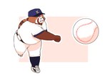 anthro ball baseball_(ball) baseball_(sport) baseball_cap baseball_uniform bottomwear clothing hat headgear headwear kemono male overweight overweight_male pants shirt simple_background solo sport sportswear topwear uniform kan_kan_kanzaki ailurid mammal red_panda 2024 hi_res