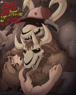 anal anal_penetration anthro anthro_dominating_human anthro_on_anthro anthro_penetrated anthro_penetrating anthro_penetrating_anthro anthro_penetrating_human anus balls big_muscles big_penis bodily_fluids body_hair bone brown_hair butt clothing cum cum_drip cum_in_ass cum_inside cum_on_balls cum_on_butt cum_on_penis cumshot dominant dominant_anthro dominant_male dripping ejaculation erection from_front_position genital_fluids genitals group group_sex hair hairy_balls hat hat_only headgear headgear_only headwear headwear_only holding_partner horn hug human_on_anthro human_penetrated interspecies larger_anthro larger_dom larger_male leaking_cum looking_pleasured male male/male male_penetrated male_penetrating male_penetrating_male mating_press mostly_nude muscular muscular_anthro muscular_male nude orgasm orgy penetration penile penile_penetration penis penis_in_ass sex simultaneous_orgasms size_difference skull skull_head smaller_human smaller_male smaller_penetrated submissive submissive_human submissive_male threesome train_position trio andrefil360 becks_(andrefil360) brunn_(andrefil360) bovid caprine caprine_demon demon goat goat_demon human mammal 4:5 absurd_res hi_res signature