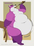 anthro belly big_butt butt eating food male moobs navel obese obese_anthro obese_male overweight overweight_anthro overweight_male rumbling_stomach solo weight_gain braubit secretbits bkzorori canid canine fox mammal 3:4 hi_res