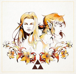bangs black_eyebrows blonde_eyebrows blonde_hair clothed clothed_humanoid clothed_male clothing duo eyebrows eyelashes female female_humanoid flower hair humanoid_pointy_ears long_hair male male_humanoid mouth_closed not_furry orange_eyes orange_flower orange_hair plant pointy_ears princess royalty shirt simple_background smile smiling_at_viewer topwear triforce white_background white_body white_clothing white_hair_tie white_shirt white_topwear gael_chauvet breath_of_the_wild nintendo the_legend_of_zelda link princess_zelda humanoid hylian 2019 bust_portrait digital_drawing_(artwork) digital_media_(artwork) english_description hi_res high_contrast portrait shaded