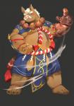 anthro belly brown_body brown_fur fur humanoid_hands male overweight overweight_anthro overweight_male simple_background solo tusks jmeo1230 mammal suid suine sus_(pig) wild_boar 2019 absurd_res hi_res