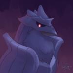 beak feral red_eyes simple_background solo safero nintendo pokemon avian bird corviknight generation_8_pokemon pokemon_(species) 1:1 2019 absurd_res digital_media_(artwork) hi_res signature