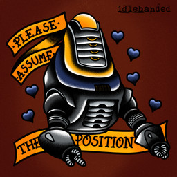 ambiguous_gender blue_body heart_symbol machine metallic_body multicolored_body not_furry red_background silver_body simple_background solo tattoo tattoo_design text yellow_body quantum fallout microsoft fisto_(fallout) protectron_(fallout) robot 1:1 english_description english_text half-length_portrait hi_res portrait male_(lore)
