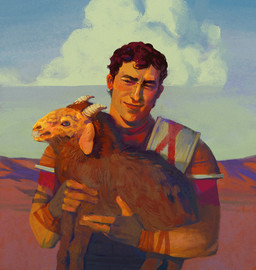 brown_hair caesars_legion clothing cloud desert duo feral fingerless_gloves gloves hair handwear holding_another male military_uniform new_vegas not_furry outside uniform fishntalks fallout microsoft bighorner_(fallout) human mammal hi_res