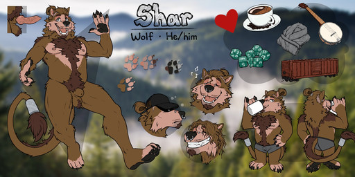 accessory animal_genitalia animal_penis anthro athletic athletic_anthro athletic_male ball_tuft balls banjo_(instrument) barbell_piercing body_hair boxer_briefs boxer_briefs_only brown_body brown_fur canine_genitalia canine_penis chest_hair chibi clothed clothing coffee_cup container cup dice drinking ear_piercing ear_ring erection eyes_closed facial_hair facial_piercing fully_sheathed fur furgonomic_underwear furgonomics genitals goatee jewelry knot knotted_penis male male_anthro mastectomy_scar musical_instrument nipple_barbell nipple_piercing nipples nose_piercing nose_ring nude nude_anthro nude_male pawpads penis piercing plucked_string_instrument pubes ring ring_piercing scar sheath slightly_chubby slightly_chubby_anthro slightly_chubby_male smile smiling_at_viewer solo string_instrument tail tail_accessory tail_jewelry tail_ring tan_body tan_fur tan_penis teeth tongue topless topless_anthro topless_male tuft underwear underwear_only vein veiny_penis labradorszn canid canine canis mammal wolf 2025 hi_res model_sheet trans_(lore) trans_man_(lore)