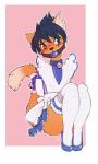 anthro ball_gag bdsm bell bell_collar biped blush bondage bound clothed clothing collar crossdressing dipstick_tail femboy fur gag gagged hands_behind_back inner_ear_fluff legs_tied legwear looking_at_viewer maid_uniform male markings multicolored_tail orange_body orange_fur pink_background simple_background sitting solo submissive submissive_male tail tail_markings thigh_highs tuft uniform alec8ter conditional_dnp leochingu domestic_cat felid feline felis mammal 2017 hi_res signature