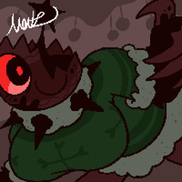 1_eye big_breasts biped breasts claws closed_smile clothed clothing female front_view fully_clothed green_clothing mouth_closed not_furry red_body red_sclera simple_background smile solo spikes matz_(pixiv) blushcrunch_studio dandy's_world roblox twisted_bobette_(dandy's_world) animate_inanimate humanoid twisted_(dandy's_world) 1:1 2026 aliasing digital_drawing_(artwork) digital_media_(artwork) signature