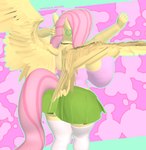 anthro anthrofied big_breasts breasts butt choker clothing ear_piercing ear_ring feathered_wings feathers female hair jewelry looking_at_viewer multicolored_hair necklace nipples piercing pink_hair rear_view ring_piercing side_boob simple_background smile solo tail wings yellow_body ik_related friendship_is_magic hasbro my_little_pony mythology fluttershy_(mlp) equid equine horse mammal mythological_creature mythological_equine pegasus pony 3d_(artwork) digital_media_(artwork) hi_res