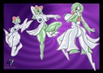 areola big_breasts big_butt breasts butt deltavinny female gardevoir generation_3_pokemon genitals green_body green_hair grey_areola grey_nipples group hair hair_over_eyes hand_behind_head hi_res huge_breasts humanoid kirlia looking_at_viewer looking_back looking_back_at_viewer navel nintendo nipples pokemon pokemon_(species) purple_background pussy ralts reaching_towards_viewer rear_view red_eyes simple_background thick_thighs trio white_body wide_hips