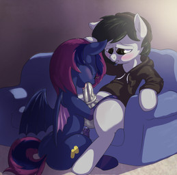 animal_genitalia animal_penis blush clothed clothed_feral clothing cutie_mark duo equine_genitalia equine_penis eyewear feral feral_on_feral feral_penetrated feral_penetrating feral_penetrating_feral furniture genitals glasses hoodie male male/male male_penetrated male_penetrating male_penetrating_male medial_ring membrane_(anatomy) membranous_wings oral oral_penetration penetration penile penile_penetration penis penis_in_mouth semi-anthro sex sitting sofa topwear wings t72b hasbro my_little_pony bitmaker_(character) fan_character mod_pone bat_pony earth_pony equid equine horse mammal pony 2019