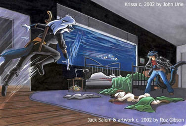 action_pose action_scene ambush angry anthro assassin assault attack bed bed_frame bed_sheet bedding bedroom black_body black_fur black_nose black_tail blanket blood blood_on_bed blood_on_floor blood_on_sheets blood_splatter bodily_fluids bottomwear breasts brown_body brown_fur carpet claws clothing confrontation corpse countershade_neck countershading denim denim_bottomwear denim_clothing detailed_background dipstick_tail duo ears_back eyewear female fight fighting_pose fur furniture furniture_lamp glasses grin gun hair handgun holding_gun holding_handgun holding_object holding_ranged_weapon holding_revolver holding_weapon inside jacket jeans jumping killing leather leather_clothing leather_jacket leather_topwear long_tail male markings melee_weapon motion_lines murderer night nightstand ninja ninja_costume ninja_outfit ninja_suit nude open_mouth pants pillow pivoted_ears pose ranged_weapon revolver shuriken smile snarling surprise_attack sword sword_on_back tail tail_markings tan_body tan_fur teeth throwing throwing_object throwing_weapon topwear warrior weapon whiskers white_body white_fur white_hair window roz_gibson jack_salem krissa_jarrick canid canine fox gulonine hybrid lagomorph leporid mammal marten mustelid musteline rabbit sable_(marten) stoat true_musteline weasel 2002 marker_(artwork) signature traditional_media_(artwork)