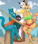 5_fingers 5_toes alternate_costume ankle_strap_heels anthro arm_tuft armwear bare_shoulders baseball_cap bent_leg big_breasts big_eyes big_nipples bikini bikini_top biped black_ears black_eyebrows black_eyes black_hair black_nose black_whiskers blue_body blue_breasts blue_ears blue_eyeshadow blue_fur blue_lips blue_sky blue_tail bottomwear bracelet breast_size_difference breasts brown_eyeshadow cheek_tuft chest_tuft cleavage cleavage_overflow closed_smile clothed clothed_anthro clothed_female clothed_human clothed_male clothing cloud collarbone crop_top crossed_legs dark_hair day dress elbow_gloves empty_eyes eyebrows eyelashes eyeshadow facial_markings facial_tuft feet female fingerless_gloves fingers footwear fully_clothed fully_clothed_human fully_clothed_male fur fur_tuft gem glistening glistening_arms glistening_body glistening_breasts glistening_eyelids glistening_eyes glistening_face glistening_fur glistening_legs glistening_lips glistening_shoulders gloves green_clothing green_crop_top green_eyes green_footwear green_high_heels green_sclera green_shirt green_t-shirt green_topwear grey_armwear grey_baseball_cap grey_clothing grey_elbow_gloves grey_gloves grey_handwear grey_hat grey_headwear grey_mask group hair half-closed_eyes handwear hat head_markings headgear headwear high_heels huge_breasts humanoid_feet humanoid_hands iris jewelry kneeling leaning leaning_forward light_body light_fur light_skin lips long_ears long_skirt looking_at_another looking_down looking_down_at_another looking_forward makeup male male/female markings mask mature_anthro mature_female microskirt miniskirt monotone_hair mouth_closed multicolored_bottomwear multicolored_clothing multicolored_dress multicolored_microskirt multicolored_skirt muzzle_(marking) narrowed_eyes nipple_outline nipples no_pupils orange_body orange_bottomwear orange_breasts orange_clothing orange_ears orange_fur orange_pants orange_stripes orange_tail outside pants parody pattern_bottomwear pattern_clothing pattern_dress pattern_microskirt pattern_skirt pearl_(gem) pearl_bracelet pink_bottomwear pink_clothing pink_eyeshadow pink_nose pink_skirt plant plantigrade pointy_ears prick_ears pupils red_bottomwear red_clothing self_insert shirt shoes short_dress short_hair shoulder_tuft side_boob sitting skimpy skimpy_bikini skimpy_dress skimpy_swimwear skirt sky smile smiling_at_another snout striped_arms striped_body striped_fur striped_legs striped_markings striped_tail stripes swimwear t-shirt tail tail_markings thick_bottom_lip thick_thighs three-quarter_view tied_clothing toes topwear tuft two-piece_swimsuit two_tone_bottomwear two_tone_clothing two_tone_dress two_tone_microskirt two_tone_skirt whiskers white_body white_bracelet white_breasts white_clouds white_eyes white_fur white_markings white_sclera yellow_bikini yellow_bikini_top yellow_clothing yellow_swimwear slasheramaya cartoon_network litterbox_comics the_amazing_world_of_gumball the_complex_adventures_of_eddie_puss fran_(litterbox_comics) mother_puss nicole_watterson slashi domestic_cat felid feline felis human mammal tabby_cat 2025 absurd_res crossover digital_drawing_(artwork) digital_media_(artwork) hi_res