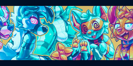 ambiguous_gender anthro banner bdsm bell bell_collar big_butt blush bondage bound bow_ribbon butt claws collar feral group hypnotic_eyes infinity_symbol latex muzzle_(object) null null_bulge pawpads paws permanent piercing presenting presenting_hindquarters raised_paw screen screen_face symbol zipper mintychipart mythology nintendo pokemon rubbermon animate_inanimate canid canine dragon eeveelution fox generation_1_pokemon generation_2_pokemon generation_4_pokemon generation_6_pokemon generation_7_pokemon lycanroc mammal mythological_creature mythological_scalie pokemon_(species) raichu scalie shinx sylveon umbreon 2025 collage_(artwork) digital_drawing_(artwork) digital_media_(artwork) hi_res krita_(artwork) shaded