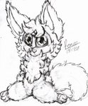 anthro fluffy fluffy_chest fluffy_tail male neck_tuft solo tail thick_thighs tuft coelhoposa_(artist) romeo_(coelhoposa) canid canine fennec_fox fox hybrid lagomorph leporid mammal rabbit true_fox absurd_res hi_res traditional_media_(artwork)