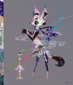 anthro clothing dress female fur hookah multicolored_body multicolored_fur pink_body pink_fur purple_scarf scarf smoke solo standing naircat domestic_cat felid feline felis mammal 2016 digital_drawing_(artwork) digital_media_(artwork) full-length_portrait portrait