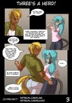 anthro bucked buckwheat_(character) comic cory_(bucked) dialogue english_text equid equine felid feline femboy flirting grope horse male male/male mammal public size_difference teasing text url