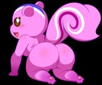 anthro big_butt blush butt dark_sclera female nude pink_body presenting simple_background solo transparent_background nerdoodlen animal_crossing nintendo peanut_(animal_crossing) mammal rodent sciurid tree_squirrel alpha_channel