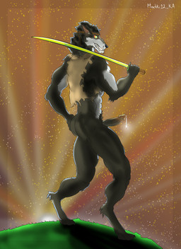 ambiguous_fluids anthro butt butt_focus clothing digitigrade_footwear digitigrade_paws fangs footwear furgonomic_footwear furgonomics genitals glans glistening glistening_eyes gradient_background grass grass_field illuminated jacket katana larger_male long_penis male melee_weapon morning paws penis plant side_view simple_background size_difference solo sword sword_on_shoulder teeth topwear weapon yellow_eyes machki12_ka epic_games fortnite mythology dire_(fortnite) canid canine mammal mythological_canine mythological_creature werecanid werecanine werecreature werewolf absurd_res hi_res