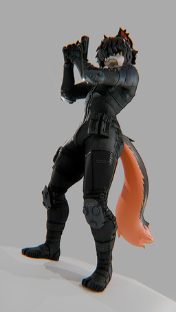 anthro athletic athletic_anthro athletic_male black_body black_clothing black_fur bulge clothing ear_tuft fluffy fluffy_ears fluffy_tail fur gun handgun holding_object holding_weapon male military orange_body orange_fur pose ranged_weapon sneaking_suit solo standing suit tail tuft weapon white_body white_fur yellow_sclera k0d4s valorlynz_(modeler) arknights hypergryph konami metal_gear metal_gear_solid_2 studio_montagne aak_(arknights) raiden_(metal_gear) felid feline mammal 2026 3d_(artwork) 9:16 digital_media_(artwork) hi_res