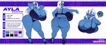 2_horns 5_fingers big_breasts big_butt black_clothing black_footwear black_high_heels black_underwear blue_body blue_skin breasts butt clothing curvy_figure female fingers footwear hair high_heels horn huge_breasts huge_butt purple_eyes shoes solo stated_age stated_height stated_species text underwear unhooking_bra voluptuous voluptuous_female voluptuous_humanoid white_hair chromapan asian_mythology east_asian_mythology japanese_mythology mythology ayla_(arahmon) demon humanoid oni yokai 2025 artist_name english_text hi_res model_sheet