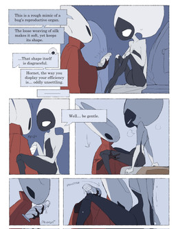 anthro bedroom between_legs biped black_body black_eyes blush blush_lines bodily_fluids border bottomless bottomless_female bottomless_humanoid breath cloak clothed clothing cunnilingus detailed_background dialogue dildo dildo_lick duo empty_eyes eye_contact female female/female female_anthro female_humanoid genitals humanoid_on_anthro inside licking looking_at_another looking_at_partner mouthless onomatopoeia oral red_cloak red_clothing saliva_on_dildo sex sex_toy sitting sound_effects speech_bubble sweat sweatdrop talking_to_another talking_to_partner text tongue vaginal vulva white_body white_border white_eyes justdog hollow_knight:_silksong hollow_knight_(franchise) team_cherry hornet_(hollow_knight) lace_(hollow_knight:_silksong) arthropod humanoid 2025 comic digital_drawing_(artwork) digital_media_(artwork) english_text hi_res