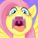 1:1 2022 blush equid equine female feral fluttershy_(mlp) friendship_is_magic fur gaping_mouth gum-k hair hasbro hi_res horse mammal mouth_shot my_little_pony mythological_creature mythological_equine mythology open_mouth pegasus pink_hair pony solo tongue tongue_out uvula wings yellow_body yellow_fur