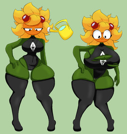 before_and_after big_breasts bodysuit breast_expansion breasts camel_toe clothing expansion eyewear eyewear_on_head female flower freckles front_view genitals goggles goggles_on_head green_body hand_on_hip hand_on_own_hip huge_breasts huge_thighs hyper hyper_thighs legwear navel nipple_slip nipples non-mammal_breasts non-mammal_navel non-mammal_nipples non-mammal_vulva not_furry plant shocked simple_background skinsuit small_waist solo sunflower thick_thighs thigh_highs tight_clothing torn_clothing vulva wasp_waist watering_can wide_hips yellow_petals paleozoic_anomalocaris electronic_arts plants_vs._zombies plants_vs._zombies_heroes popcap_games solar_flare_(pvz) elemental_creature elemental_humanoid flora_fauna flower_creature humanoid plant_humanoid sunflower_(pvz) 2025