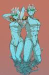 blue_body blue_skin breasts crossgender duo eyewear female ftm_crossgender glasses looking_at_viewer male not_furry square_crossover kamiura_(artist) jojo's_bizarre_adventure stone_free_(jjba) humanoid stand_(jjba) 2013 hi_res meme