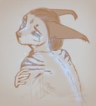 anthro blue_eyes breasts eyebrows eyelashes female nude solo dafka bufl_(dafka) caracal caracal_(genus) felid feline mammal 2021 digital_media_(artwork) sketch